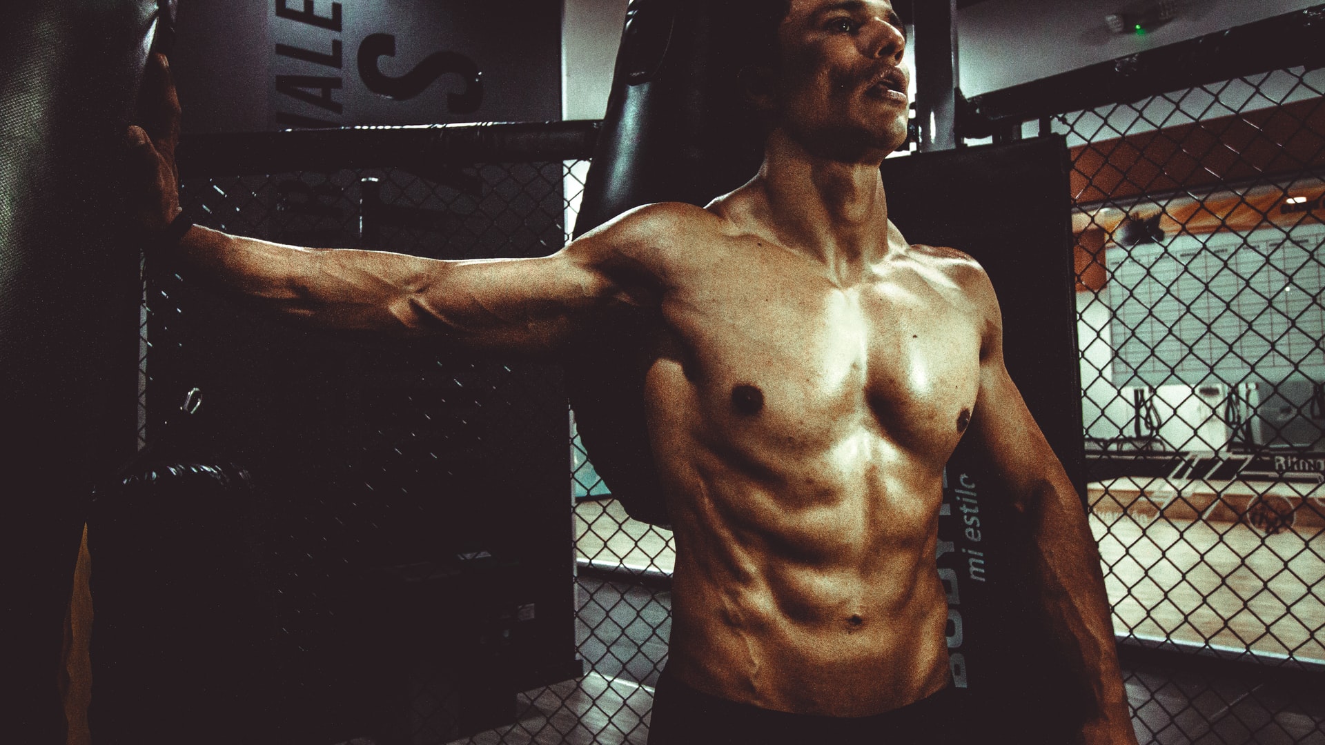 training ripped guy
